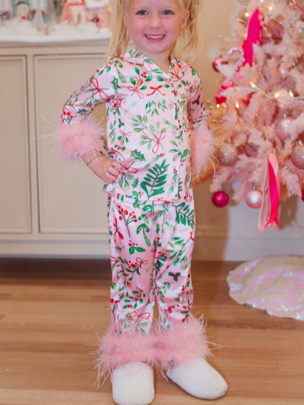 Mini Barbie Pink Christmas Holiday Pajamas